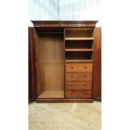 Antiker viktorianischer Mahagoni Doppeltür Kleiderschrank 1880