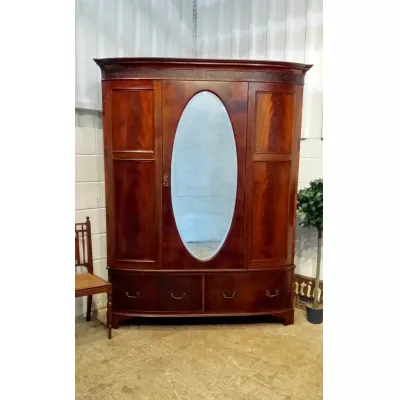 Antiker Edwardianischer Mahagoni Kleiderschrank Chippendale Stil