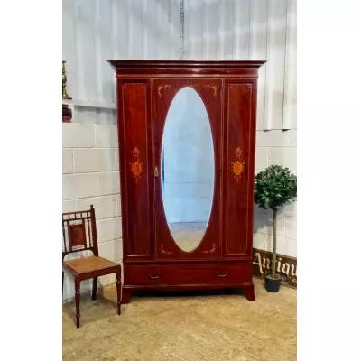 Antiker Edwardian Mahagoni Kleiderschrank Schöne Inlays