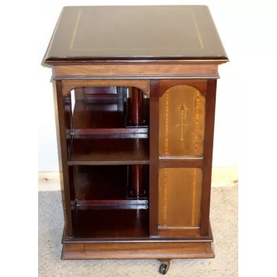 Edwardianisches Art Nouveau Mahagoni Revolving Bookcase
