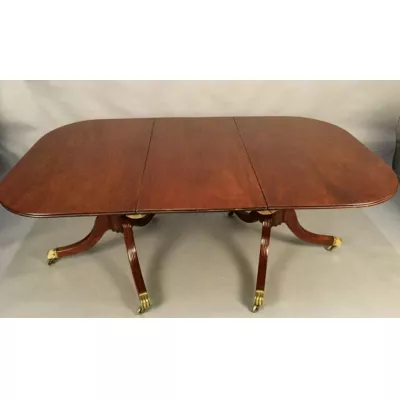 Regency Mahagoni Esstisch Doppelfuß
