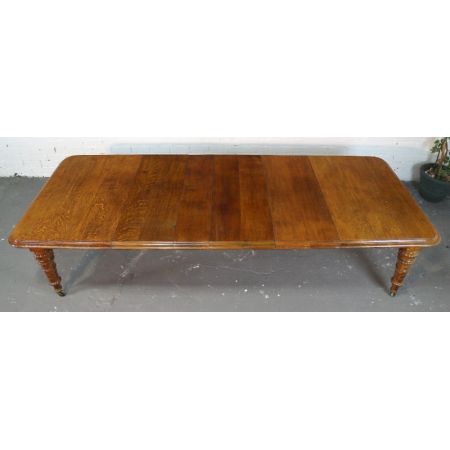 Viktorianischer Erweiterbarer Esstisch Eiche ca 1860 