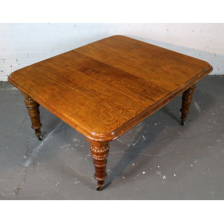 Viktorianischer Erweiterbarer Esstisch Eiche ca 1860 