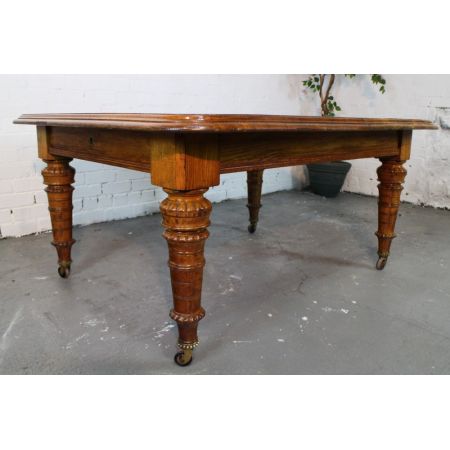 Viktorianischer Erweiterbarer Esstisch Eiche ca 1860 