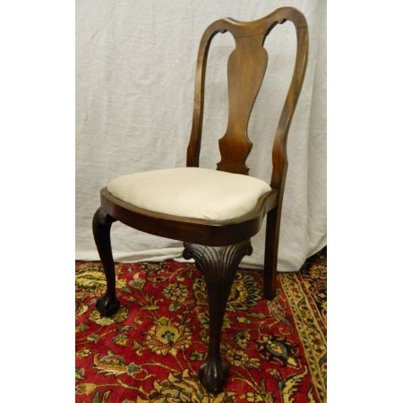 Antiker ovaler Mahagoni Esstisch mit sechs Stühlen