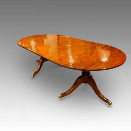 Regency Style Mahagoni Esstisch auf 2 Sockeln, ausziehbar