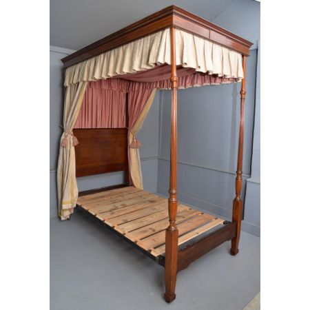 Seltenes Edwardian Mahogany Single Four-Poster Bed