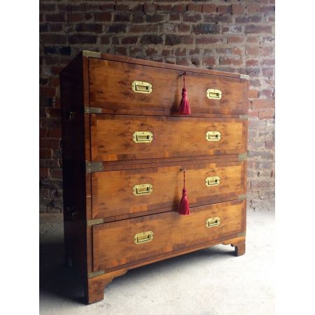 Antike Kommode aus dem 19.JH  Yew Campaign Chest Of Drawers 