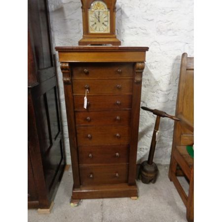 Antique Victorian Mahogany & Pine Wellington Chest