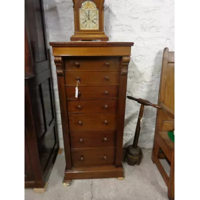 Antique Victorian Mahogany & Pine Wellington Chest