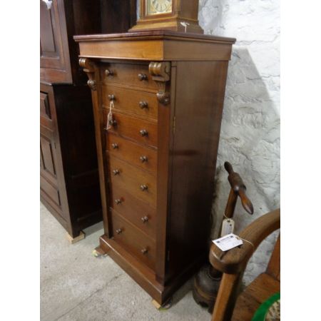 Antique Victorian Mahogany & Pine Wellington Chest