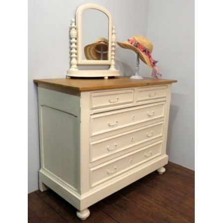 Antike Französische Kommode  Weichholz Cremefarbend