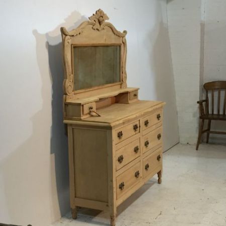 Edwardianische Kiefer Kommode mit Spiegel