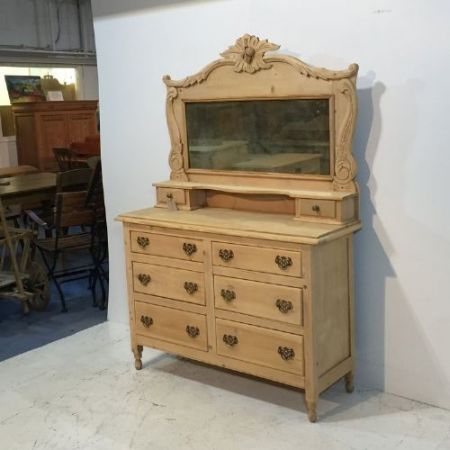 Edwardianische Kiefer Kommode mit Spiegel