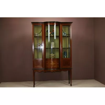 Edwardianische Mahagoni Vitrine mit Bogenfront 1890 