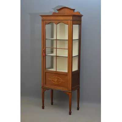 Schlanke Edwardianische, Mahagoni-Vitrine 1890 