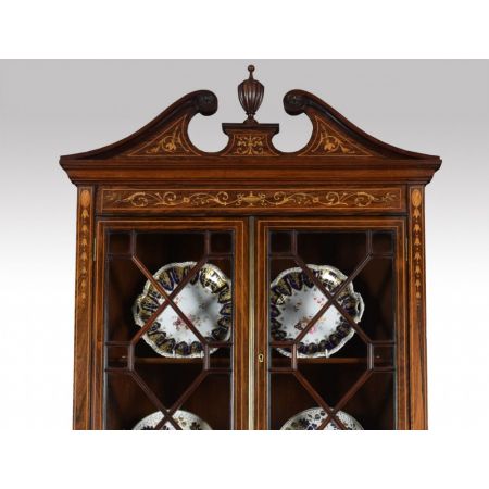 Palisander Eck Vitrine   reichhaltig Intarsiert  Edwardian