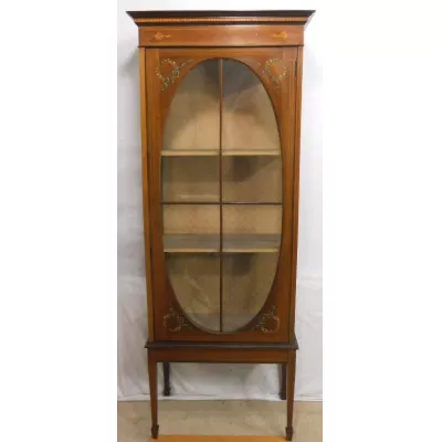 Edwardianische große Intarsien Mahagoni  Vitrine 1890