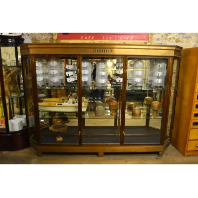 Große 1920er Eichen und Bronze Shop Vitrine England