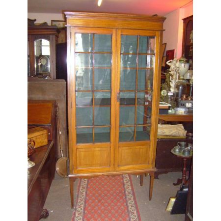 Edwardianische Mahagoni Intarsien Vitrine original 