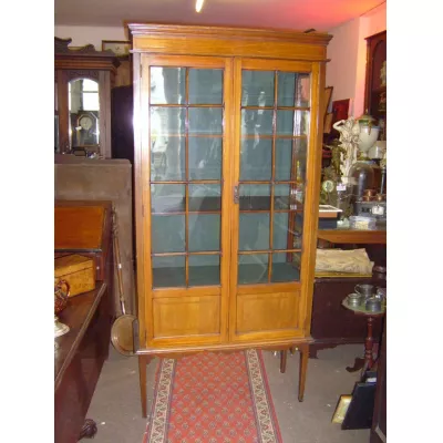 Edwardianische Mahagoni Intarsien Vitrine original 