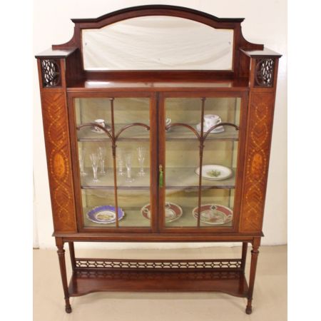 Intarsien Mahagoni Vitrine Edwardian Massivholz