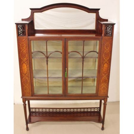 Intarsien Mahagoni Vitrine Edwardian Massivholz