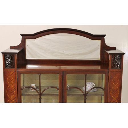 Intarsien Mahagoni Vitrine Edwardian Massivholz