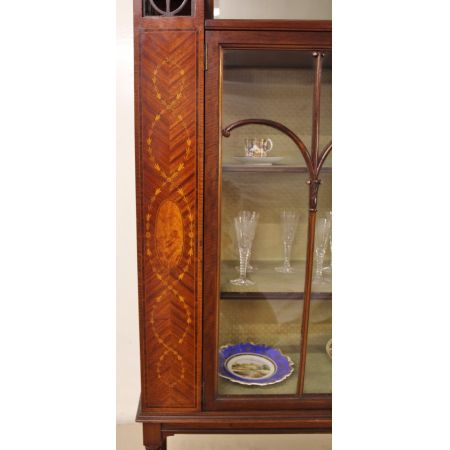 Intarsien Mahagoni Vitrine Edwardian Massivholz
