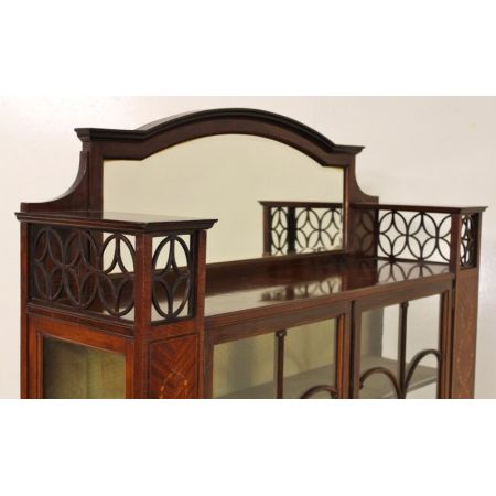 Intarsien Mahagoni Vitrine Edwardian Massivholz