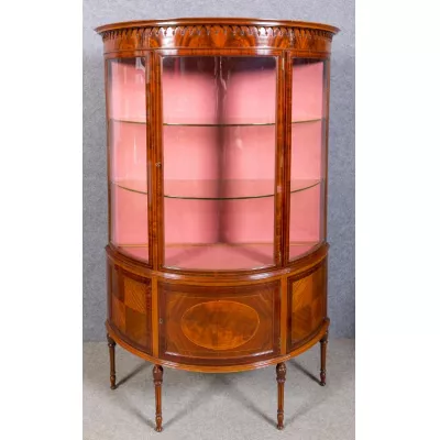 Edwardianische Demi Lune Vitrine massivholz  1890