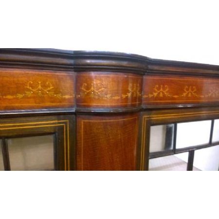 Sheraton Revival Intarsien Mahagoni-Vitrine England 1890
