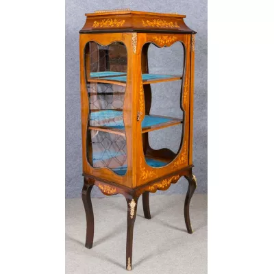 Intarsien Vitrine Mahagoni Edwardian  Musikcabinet 