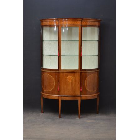  Edwardianische Mahagoni und Intarsien Vitrine Bowfront