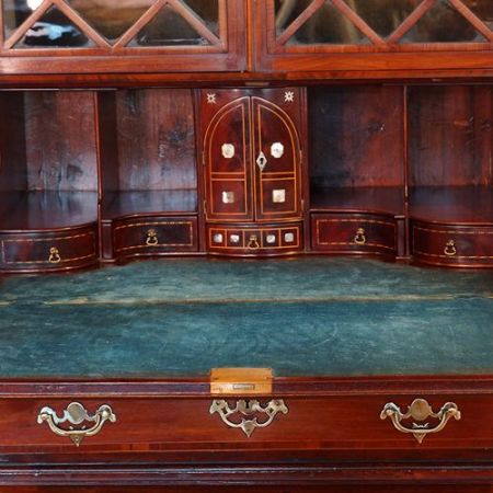 Antikes kleines Bücherregal und Sekretär aus Mahagoni