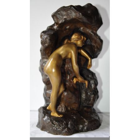 Französische Jugendstil-Bronzeskulptur von Ernest Wante
