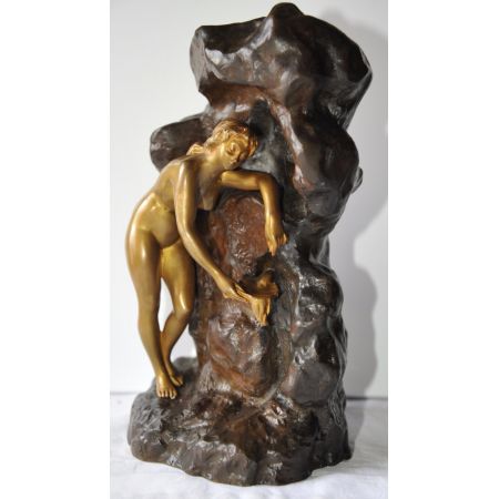Französische Jugendstil-Bronzeskulptur von Ernest Wante
