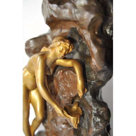 Französische Jugendstil-Bronzeskulptur von Ernest Wante