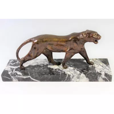 Französisch Art Deco Bronze Panther von E Guy c.1920