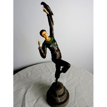 Art Deco kalt gemalte Bronzefigur (Le Danseur Perroquet) 