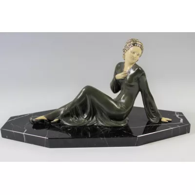 Französische Art Deko Figur von Menneville um 1920-30