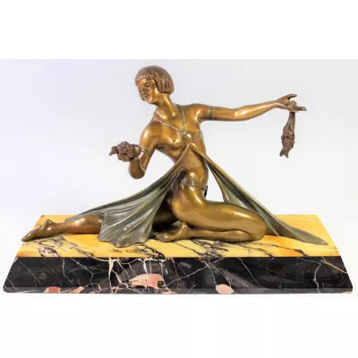 Französischer Art Deko ägyptische Tänzerin von Limousin, ca. 1920-30