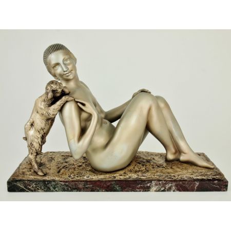 Art Deko Bronze von Germaine Oury  Wunderschön von der französischen Künstlerin Germaine Oury