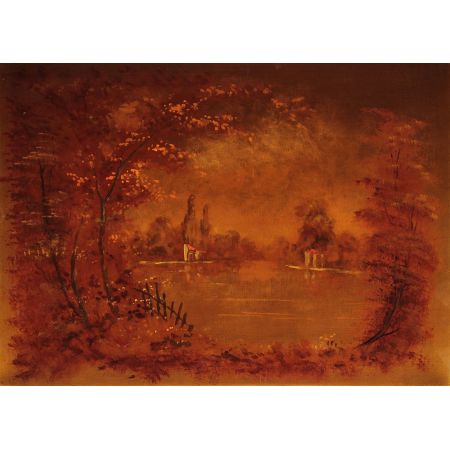 Bemalter Beistelltisch Tisch Quartett 1920 Nest of Table