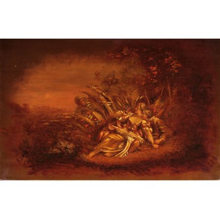 Bemalter Beistelltisch Tisch Quartett 1920 Nest of Table