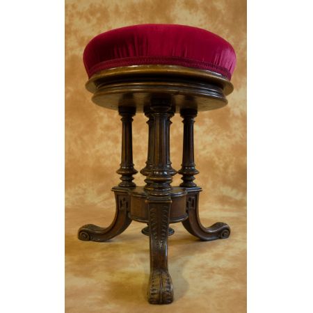 Viktorianischer Nussbaum Klavier Hocker ausn dem 19JH