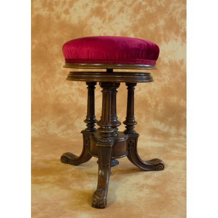 Viktorianischer Nussbaum Klavier Hocker ausn dem 19JH