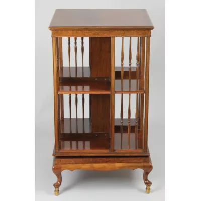 Hochwertiges Revolving Bookcase Bücherschrank Nussbaum 1920