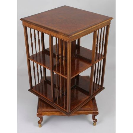 Hochwertiges Revolving Bookcase Bücherschrank Nussbaum 1920