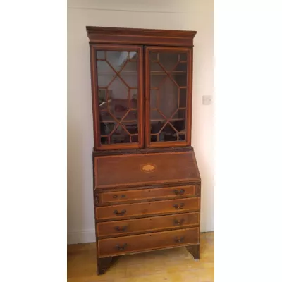 Edwardianischer Mahagoni Massivholz Bücherschrank Sekretär